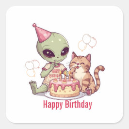 かわいいエイリアンの誕生日パーティーデザイン スクエアシール