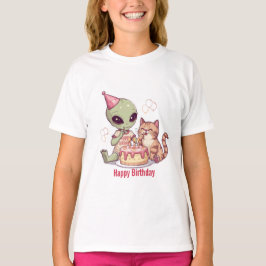 かわいいエイリアンの誕生日パーティーデザイン Tシャツ