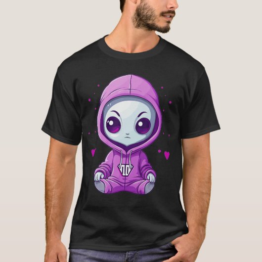 かわいいエイリアンガール エイリアンの友達 Tシャツ (正面)
