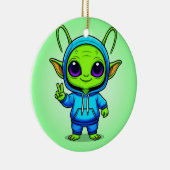 かわいいエイリアンキャラクターポーズを装カラフル着 セラミックオーナメント (右)