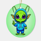 かわいいエイリアンキャラクターポーズを装カラフル着 セラミックオーナメント (左)