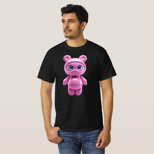 かわいいエイリアンキャラクター ピンクのかわいい浮遊生物 Tシャツ (正面フル)