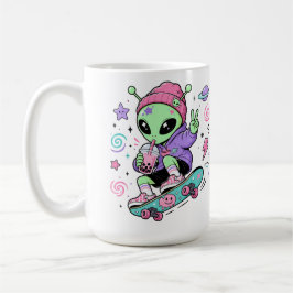 かわいいエイリアンスケーターバブルティーデザイン コーヒーマグカップ