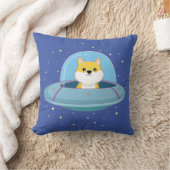 かわいいエイリアンドッグ飛んでいるエイリアン皿 クッション (ブランケット)