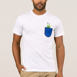 かわいいエイリアンポケット漫画デザイン Tシャツ