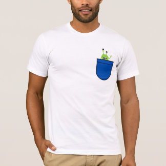 かわいいエイリアンポケット漫画デザイン Tシャツ