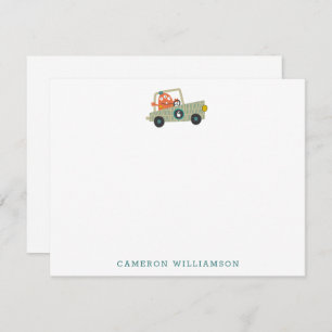 かわいいエイリアンレーシングカーおもしろいパーソナライズされた文具 サンキューカード