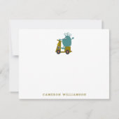 かわいいエイリアンレーシングスクーターパーソナライズされた文房具 サンキューカード (正面)