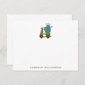 かわいいエイリアンレーシングスクーターパーソナライズされた文房具 サンキューカード (正面/裏面)