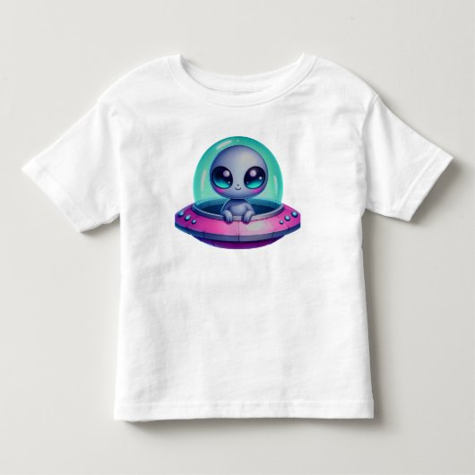 かわいいエイリアン宇宙船キッズガール トドラーTシャツ (正面)