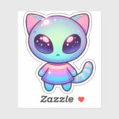 かわいいエイリアン猫（銀河の目とパステルアウト） シール (シート)
