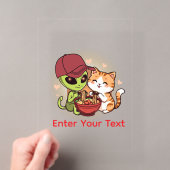 かわいいエイリアン+猫のラーメンのかわいいアート アクリル招待状 (インサイチュ (ポータブル))