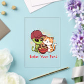 かわいいエイリアン+猫のラーメンのかわいいアート アクリル招待状 (インサイチュ (ウェディング))