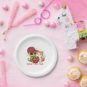 かわいいエイリアン+猫のラーメンのかわいいアート ペーパープレート (パーティー)