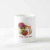 かわいいエイリアン+猫のラーメン かわいいアート コーヒーマグカップ (中央)