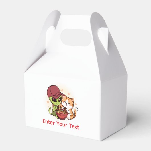かわいいエイリアン+猫のラーメン かわいいアート フェイバーボックス (正面サイド)
