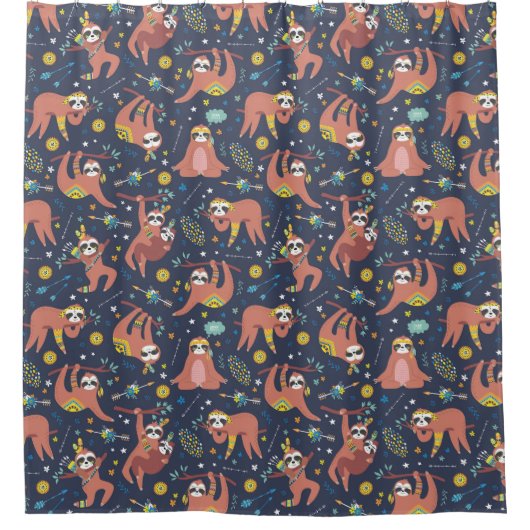 かわいいエキゾチックなクリスマス動物のシャワーカーテン シャワーカーテン (正面)