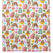 かわいいエキゾチックなクリスマス動物のシャワーカーテン シャワーカーテン (正面)