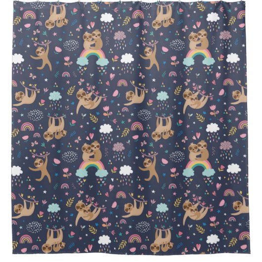 かわいいエキゾチックなクリスマス動物のシャワーカーテン シャワーカーテン (正面)