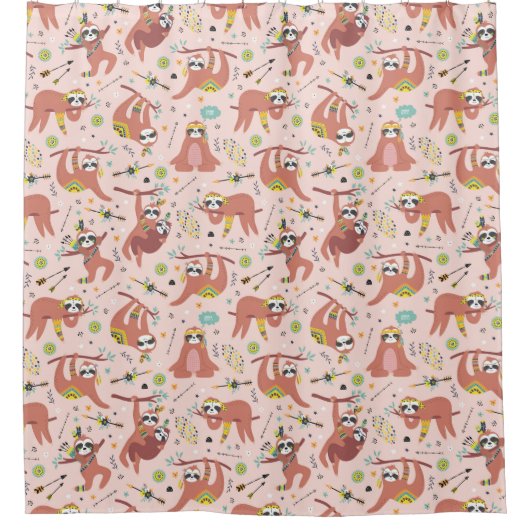 かわいいエキゾチックなクリスマス動物のシャワーカーテン シャワーカーテン (正面)