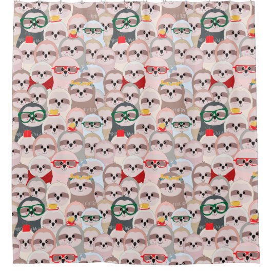 かわいいエキゾチックなクリスマス動物のシャワーカーテン シャワーカーテン (正面)