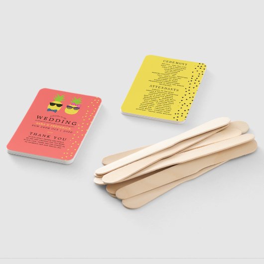 かわいいエキゾチックな夏のビーチ結婚式プログラム ハンドファン (組立なし)