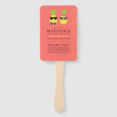 かわいいエキゾチックな夏のビーチ結婚式プログラム ハンドファン (正面)