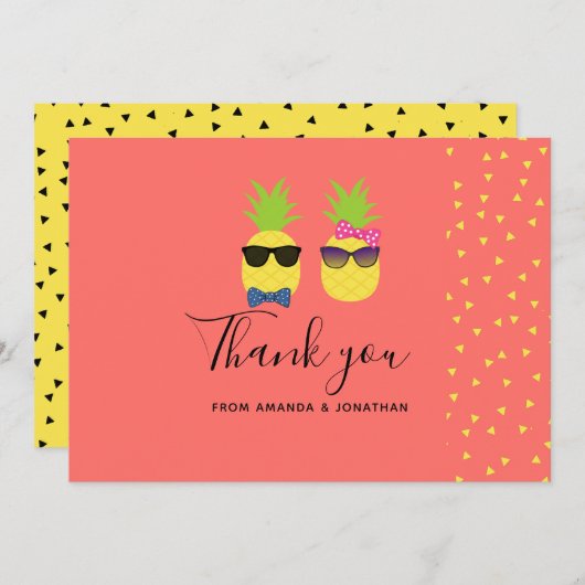 かわいいエキゾチックな夏のビーチ結婚式感謝してい サンキューカード (正面/裏面)