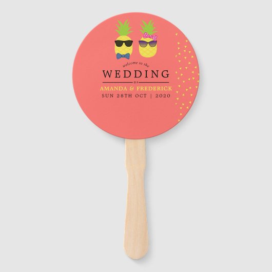 かわいいエキゾチックな熱帯の夏のビーチ結婚式の好意 ハンドファン (正面)