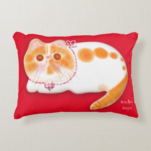 かわいいエキゾチックペルシャ猫の枕 アクセントクッション (正面)