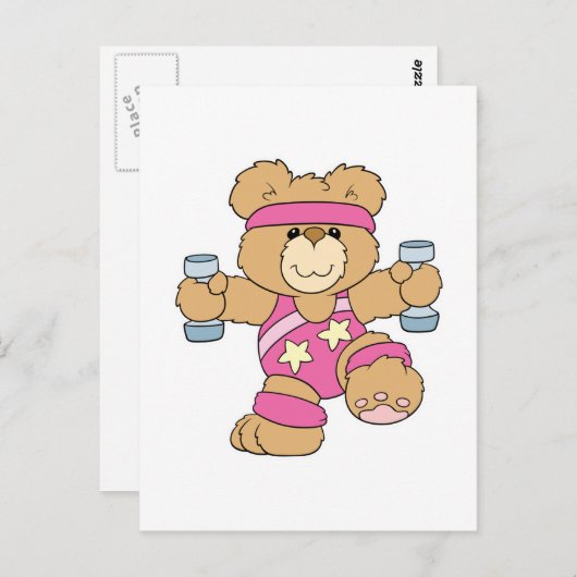 かわいいエクササイズフィットネスベア ポストカード (正面/裏面)