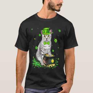 かわいいエジプシャンマウ猫好きサンパトリックデーシャムロック Tシャツ