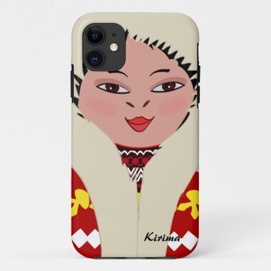 かわいいエスキモーの漫画の女の子Dol Case-Mate iPhoneケース (裏面)
