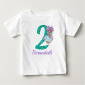 かわいいエスニックマーメイド2nd誕生日Tシャツ ベビーTシャツ (正面)