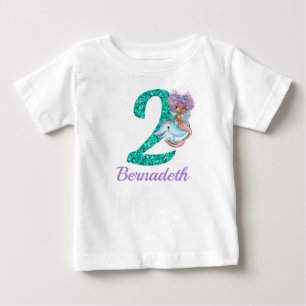 かわいいエスニックマーメイド2nd誕生日Tシャツ ベビーTシャツ