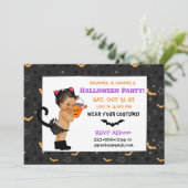 かわいいエスニック·ベビーガール猫衣装ハローウィンパーティ 招待状 (スタンド正面)