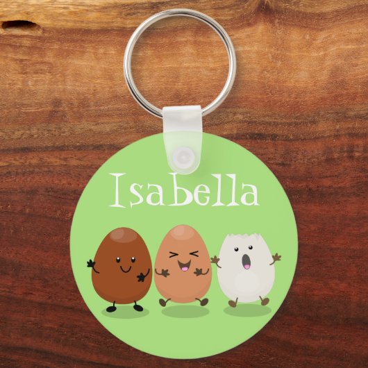 かわいいエッグおもしろいの漫画イラストレーション キーホルダー (正面)