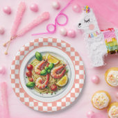 かわいいエビのパスタ愛好家ディナー ペーパープレート (パーティー)