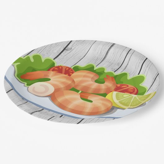 かわいいエビの魚介類パーティー ペーパープレート (アングル)