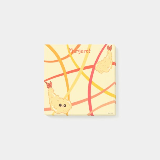 かわいいエビ天ぷらオン日本の ポストイット (正面)