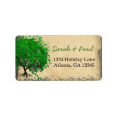 かわいいエメお洒落ラルドグリーンハートのリーディングツリー ラベル (正面)