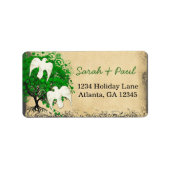 かわいいエメお洒落ラルドグリーンハートのリーディングツリー ラベル (正面)