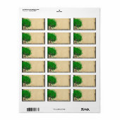 かわいいエメお洒落ラルドグリーンハートのリーディングツリー ラベル (フルシート)