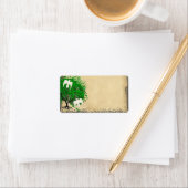 かわいいエメお洒落ラルドグリーンハートのリーディングツリー ラベル (インサイチュ)