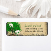 かわいいエメお洒落ラルドグリーンハートのリーディングツリー ラベル (インサイチュ)