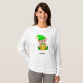 かわいいエルフとカスタムテキスト Tシャツ (正面フル)