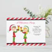 かわいいエルフのクリスマスパーティーの招待状 招待状 (スタンド正面)
