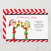 かわいいエルフのクリスマスパーティーの招待状 招待状 (正面/裏面)