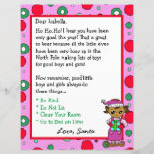 かわいいエルフのサンタからのパーソナライズされた手紙 (正面)