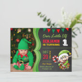 かわいいエルフのファーストクリスマスお誕生日会招待状 招待状 (スタンド正面)
